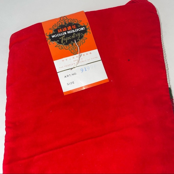 Vintage Christmas Stocking Santa Wool Needlepoint Cotton Backing - Picture 12 of 13